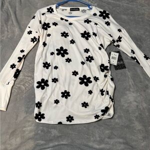 Duetime Maternity Black Floral Long Sleeve Top